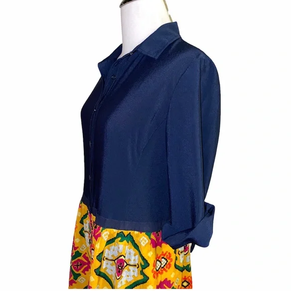 Rachel by Rachel Roy button up shirt dress, unique colorful print, sz 6 - Picture 5 of 9